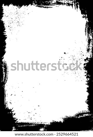 Old grunge frame border texture, paint brush stroke black frame, halloween horror template.