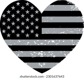 Old grunge heart with American flag.