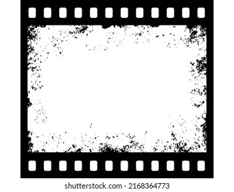 Old grunge movie film strip or vintage filmstrip texture, vector frame background. Old photo negative or cinema camera film strip with grunge borders, retro picture photography