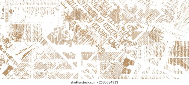 Old grunge newspaper collage paper texture horizontal background