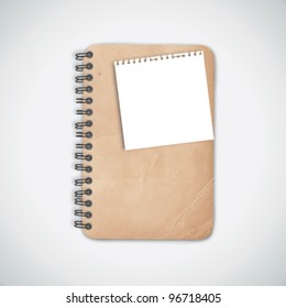 Old Grunge Notebook with Paper Vector