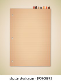 Old grunge paper with bookmark vector 