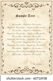 Old grunge paper with floral elements, illustration