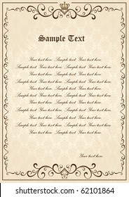 Old grunge paper with floral elements, illustration