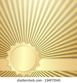 Old grunge paper with gold rays and gold line (vector EPS 10)