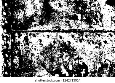 Old Grunge Urban Vector Black And White Texture, Dark Weathered Overlay Distress Pattern Sample, Abstract Scratched Background


