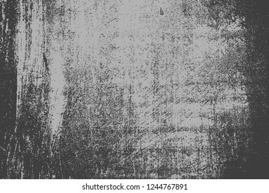 Old Grunge Urban Vector Black And White Texture, Dark Weathered Overlay Distress Pattern Sample, Abstract Scratched Background