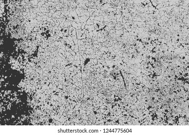 Vector Urbano Antiguo Grunge Textura Negra Y Blanca, Ejemplo De Patrón De Peligro De Superposición Metálico Oscuro, Fondo Escrachado Resumen