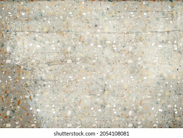 Old Сoncrete Grunge Vector Texture with Terrazzo Inclusions. Rough Finishing Wall. Textured Background