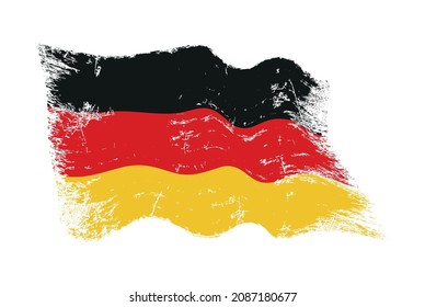 Old grunge waving flag of Germany.