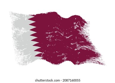 Old grunge waving flag of Qatar.