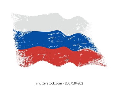 Old grunge waving flag of Russia.