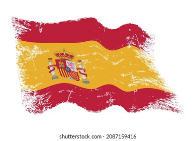 Old grunge waving flag of Spain.