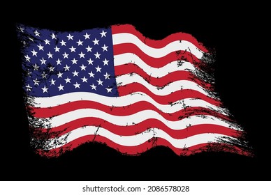 Old grunge waving flag of United States.