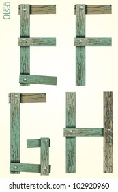 Old Grunge Wooden Alphabet, vector set ( E F G H )