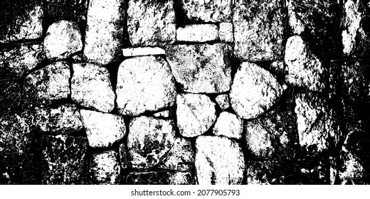 Old grungy dirty retro brick wall of ancient city. Uneven grime pitted peeled surface brickwork of cellar worn. Ruined dark bumpy stiff blocks. Hard messy ragged holes brickwall for 3D grunge design