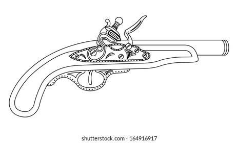 old gun, black and white