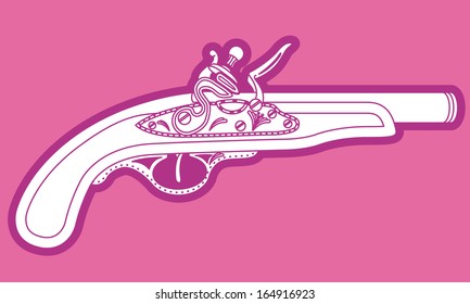 old gun on a purple background
