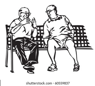 old guys talking on bench