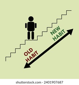 Old habits vs new habits-life change concept new habits way Old Habits and new habits choices