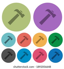 Old hammer darker flat icons on color round background