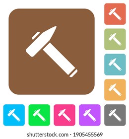 Old hammer flat icons on rounded square vivid color backgrounds.