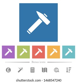 Old hammer flat white icons in square backgrounds. 6 bonus icons included.