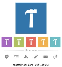 Old hammer flat white icons in square backgrounds. 6 bonus icons included.