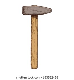 Old Hammer Wooden Handle Colorful Vintage Stock Vector (royalty Free 