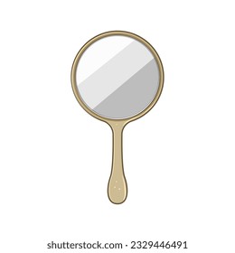 old hand mirror cartoon. object retro, antique ornate, round accessory old hand mirror sign. isolated symbol vector illustration