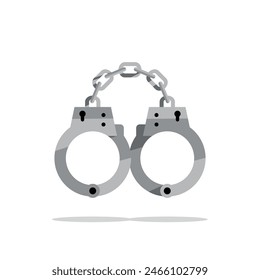 Old handcuffs. Black vector illustration.