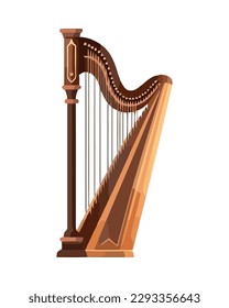 old harp musical instrument string isolated