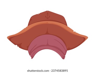 Old hat, headdress for pirates and robbers. Cartoon style