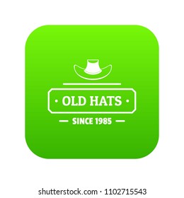 Old hat icon green vector isolated on white background