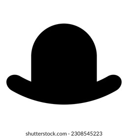 Old hat vintage bowler gentleman headwear male elegant fedora homburg-hat stingy brim top-hat icon black color vector illustration image flat style