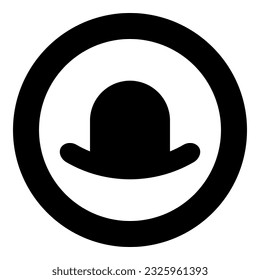 Old hat vintage bowler gentleman headwear male elegant fedora homburg-hat stingy brim top-hat icon in circle round black color vector illustration image solid outline style