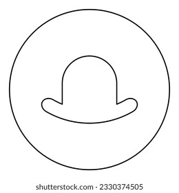 Old hat vintage bowler gentleman headwear male elegant fedora homburg-hat stingy brim top-hat icon in circle round black color vector illustration image outline contour line thin style