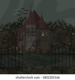 old haunted house on a dark background