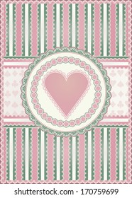 Old hearts card, vector illustration 