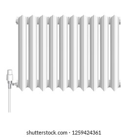 Old Heat Radiator Icon. Realistic Illustration Of Old Heat Radiator Vector Icon For Web Design Isolated On White Background