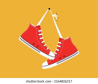 Old high heel style sport sneakers shoe vector illustration