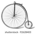 Old high wheel bicycle / vintage illustration from Meyers Konversations-Lexikon 1897