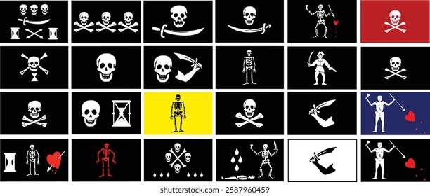 Old Historic Pirate Ship Flags