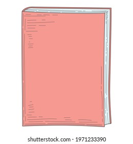 Old historical book in hardbacks with bookmarks isolated on white background. Pile of ancient textbooks for reading. Colored hand-drawn realistic vector illustration vintage style.