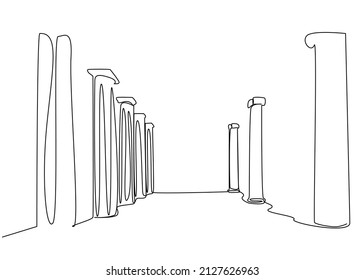 old historical columns lined up side by side