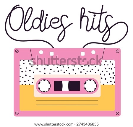 Old hits audio mix. Retro tape color icon