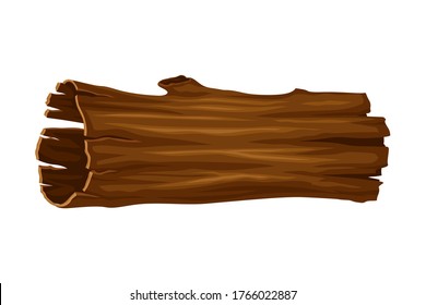 Old and Hollow Log with Bark as Forest Element Vector Illustration