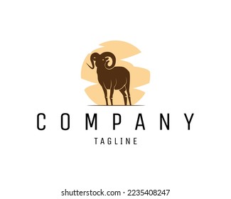 old horned goat logo silhouette isolated white background showing from side. Best for badge, emblem, icon and sticker design. vector illustration available in eps 10.