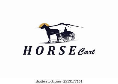 Old horse drawn carriages, vintage logo illustration