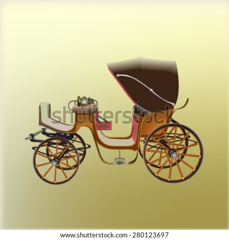Old horse-drawn cart - vector illustration.